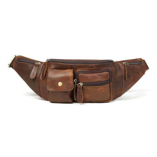 Sacoche Banane Cuir Vintage Multi-Poches