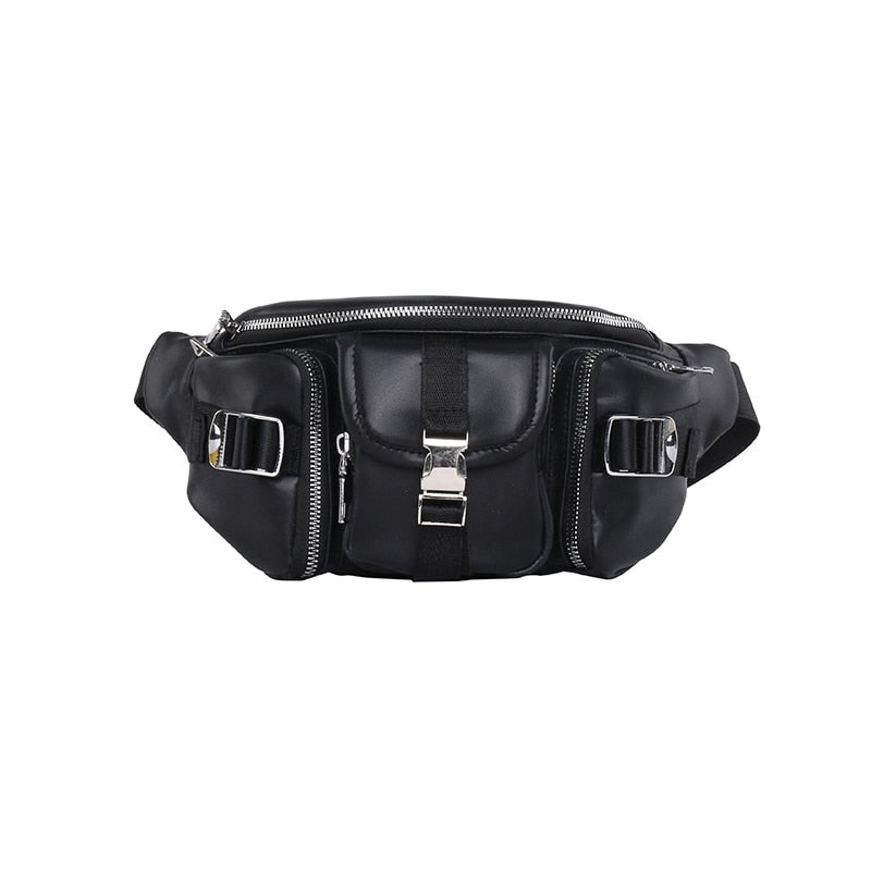 Sac Banane Urbain Noir Multi-Poches Tendance