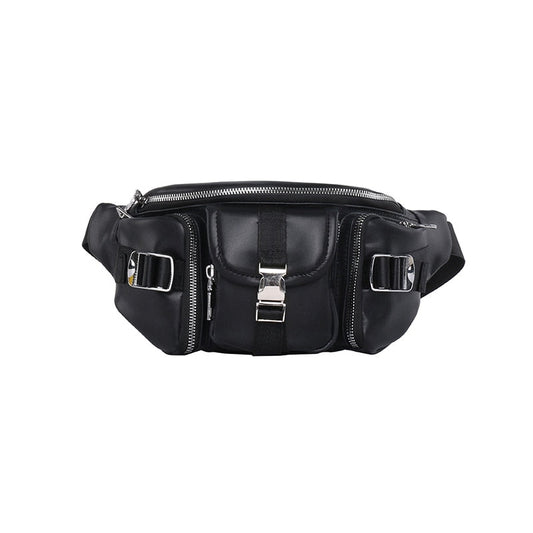 Sac Banane Urbain Noir Multi-Poches Tendance