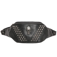 Sac Banane Cuir Noir Tête de Mort Glam - Banane Avenue ™