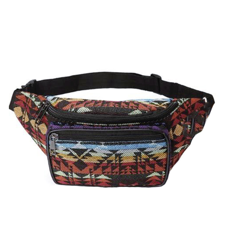 Sac Banane Urbain Motif Géométrique Noir Blanc