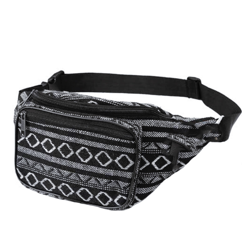Sac Banane Urbain Motif Géométrique Noir Blanc