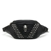 Sac Banane Cuir Noir Tête de Mort Rivets