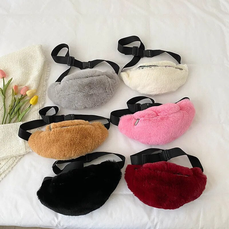 Sac Banane Doux Peluche Tendance Unisexe