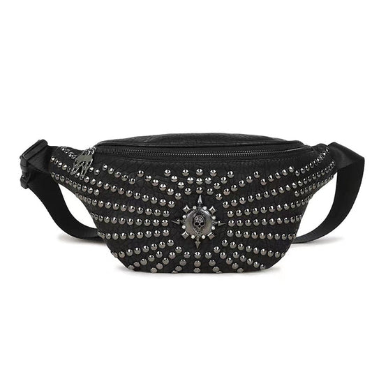 Sac Banane Urbain Clouté Noir Tendance