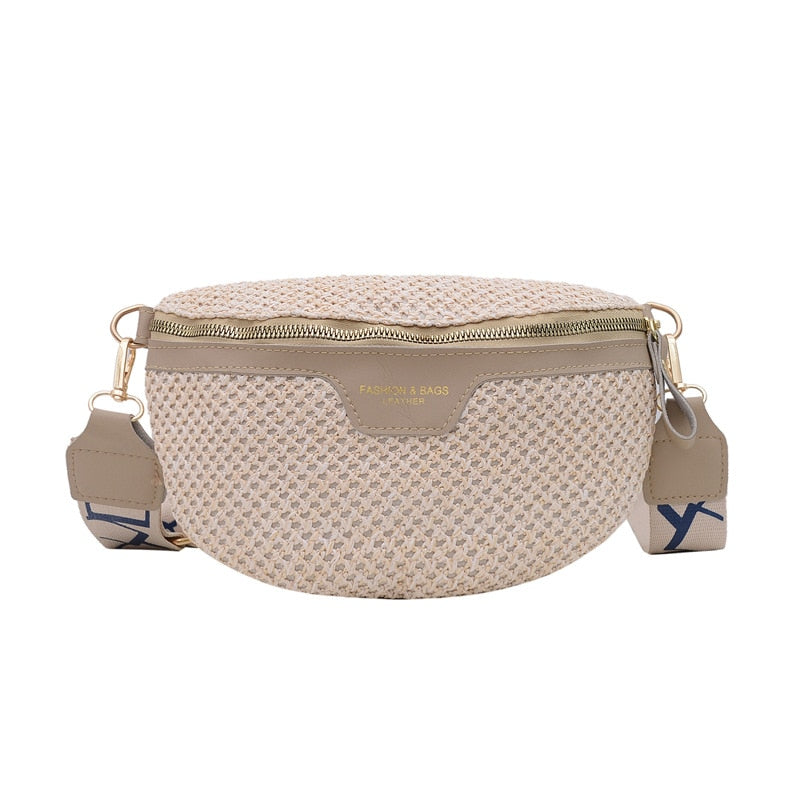 Sac Banane Tressé Élégant Unisexe Beige