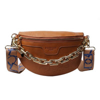 Sac Banane Tendance Blanc Chaîne Dorée - modèle Marron - Banane Avenue ™