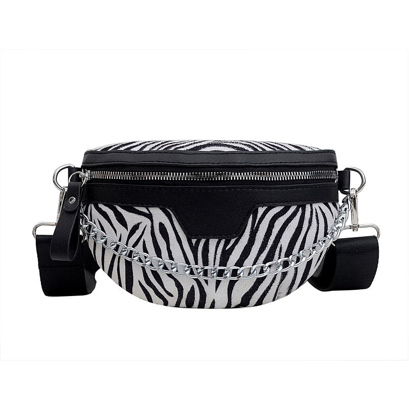 Sac Banane Zèbre Tendance Chaîne Métallique