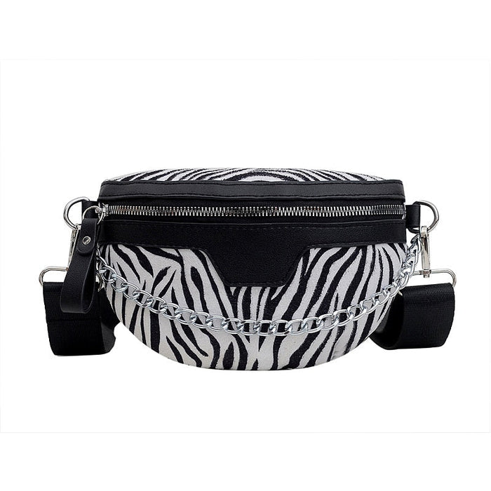 Sac Banane Zèbre Tendance Chaîne Métallique