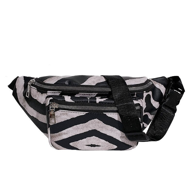 Sac Banane Urbain Motif Vachette Noir et Blanc