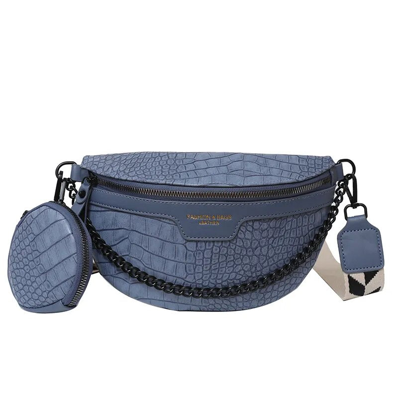 Sac Banane Élégance Croco Bleu Urbain