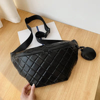 Sac Banane Bleu Matelassé Tendance Unisexe - modèle Noir - Banane Avenue ™