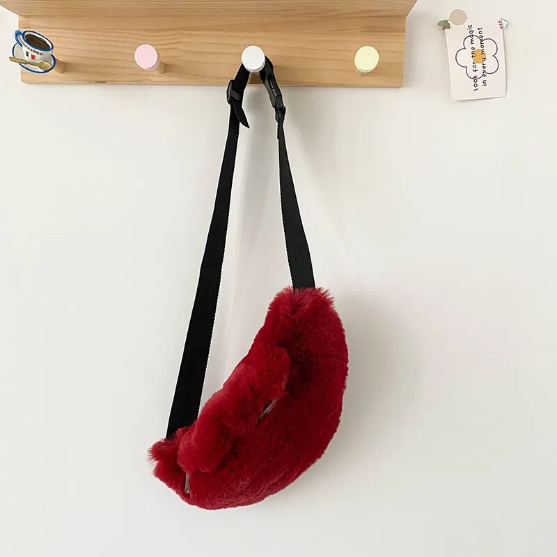 Sac Banane Doux Peluche Tendance Unisexe