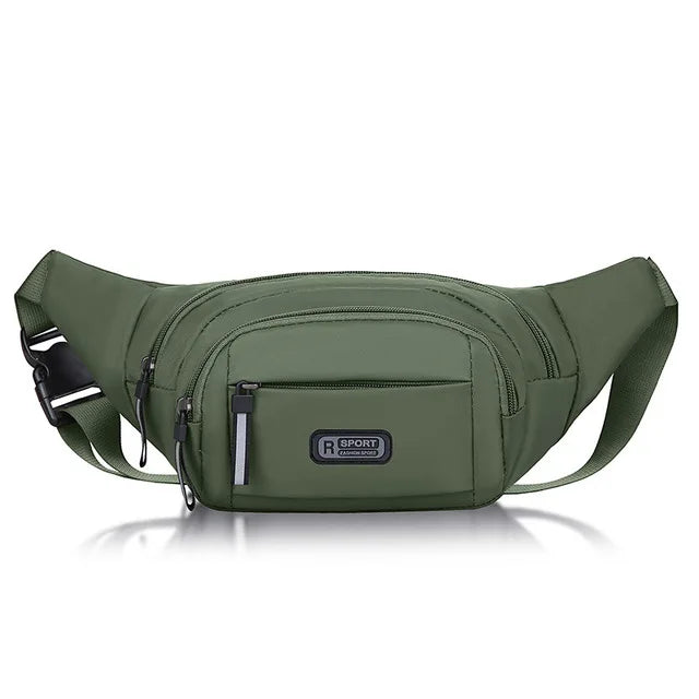 Sac Banane Sport Élégant Vert Militaire Multipoche