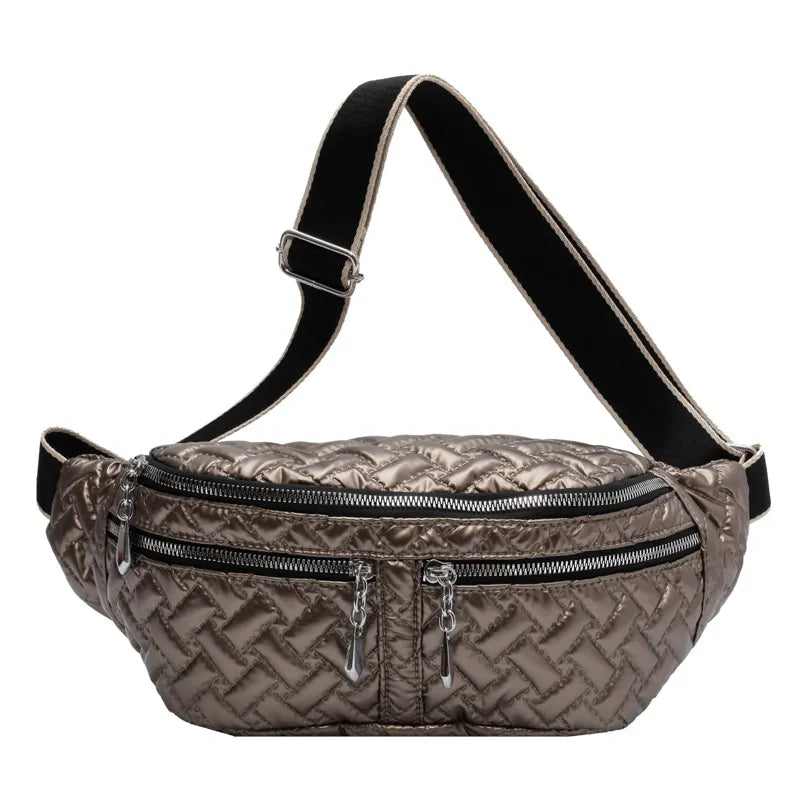 Sac Banane Matelassé Élégant Gris Urbain
