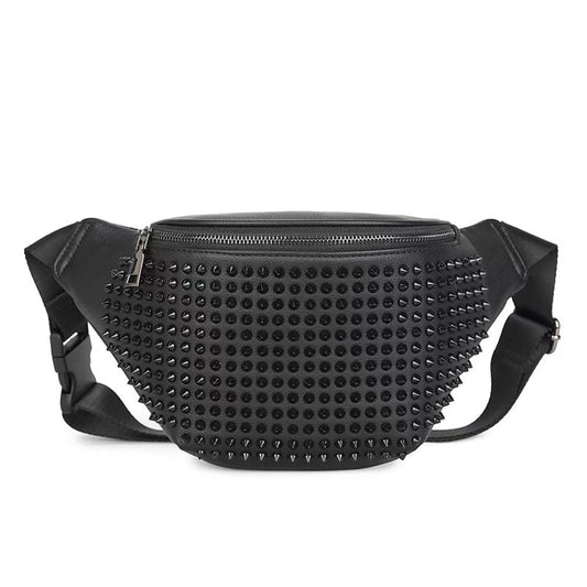 Sac Banane Urbain Clouté Noir Unisexe