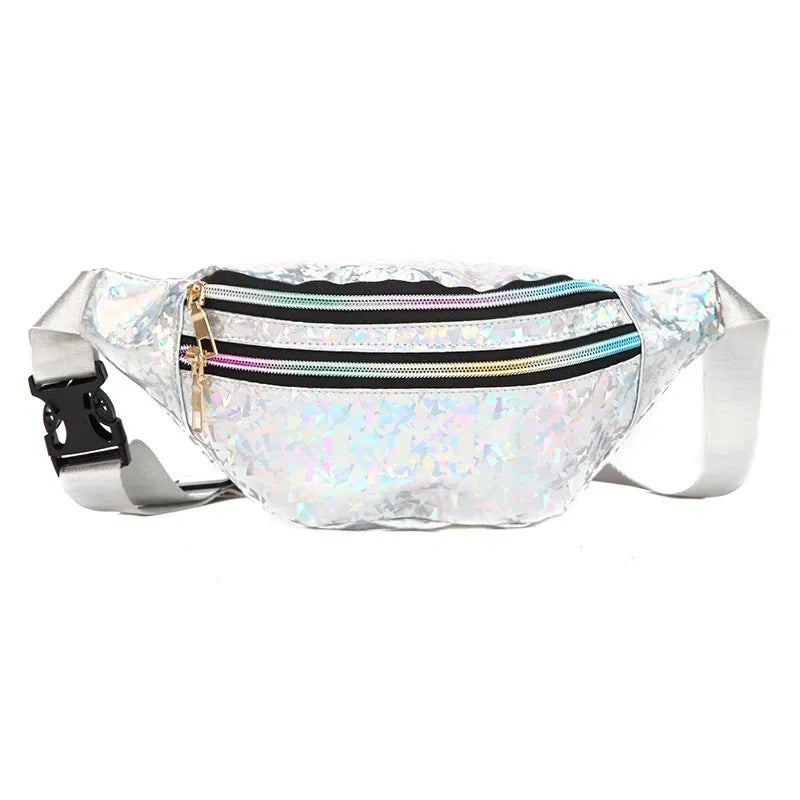 Sac Banane Brillant Effet Holographique Multicolore