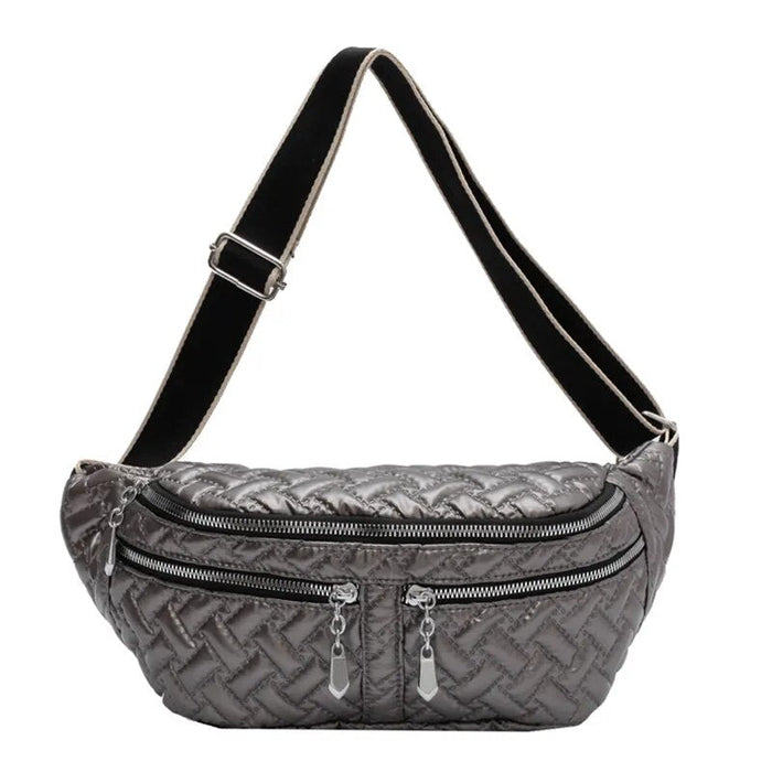 Sac Banane Matelassé Élégant Gris Urbain