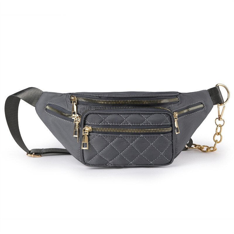 Sac Banane Élégant Noir Matelassé Urbain