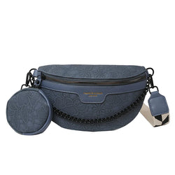 Acheter Sac Banane Élégant Cuir Bleu Floral - Banane Avenue ™