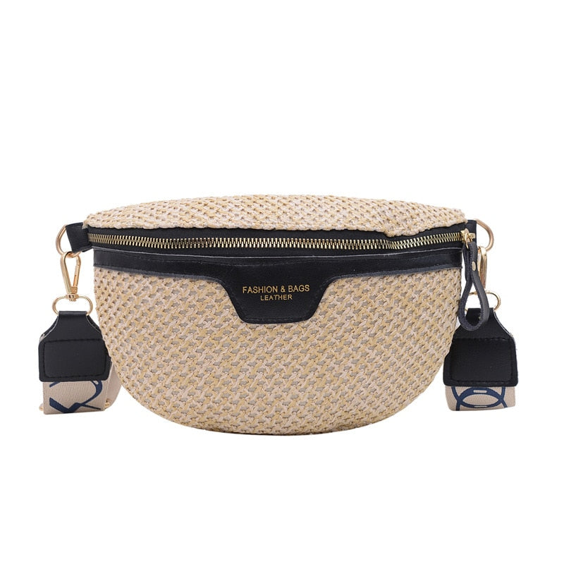 Sac Banane Tressé Élégant Unisexe Beige