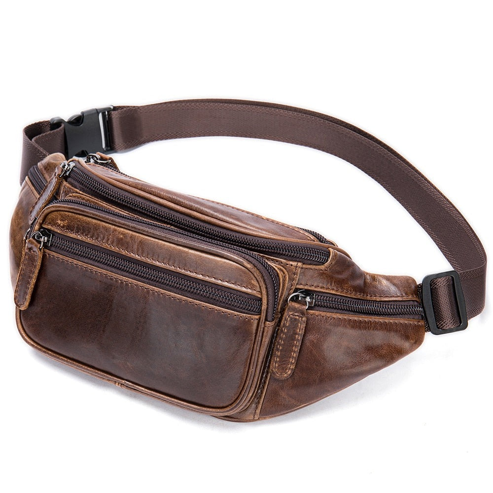 Ceinture Sacoche Banane Cuir Noir Urbaine