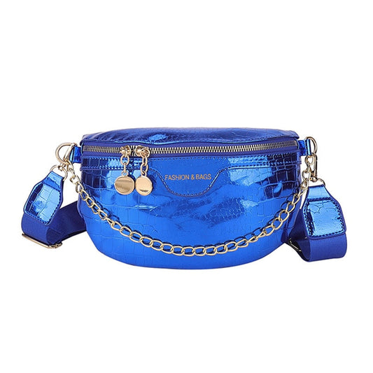 Sac Banane Tendance Verni Bleu Chic