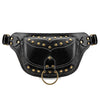 Sacoche Banane Cuir Noir Rivets Dorés