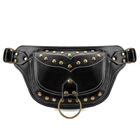 Sacoche Banane Cuir Noir Rivets Dorés - Banane Avenue ™