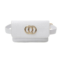Sac Banane Élégant Croco Noir Boucle Dorée - modèle Blanc - Banane Avenue ™