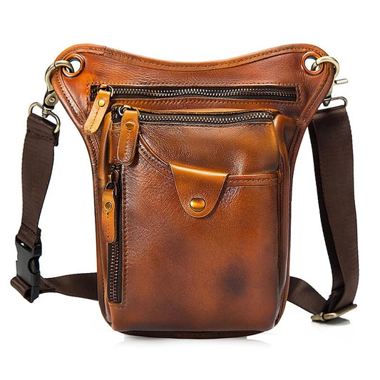 Sacoche Banane Vintage Cuir Marron Unisexe