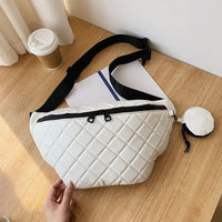 Sac Banane Bleu Matelassé Tendance Unisexe - modèle Blanc - Banane Avenue ™