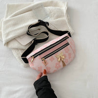 Sac Banane Élégant Noir Motif Floral - modèle Pink - Banane Avenue ™