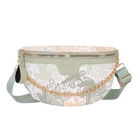 Sacoche Banane Florale Chic avec Chaîne - modèle Vert - Banane Avenue ™