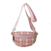 Sac Banane Chic Cuir Damier Élégant - modèle Rose - Banane Avenue ™