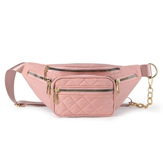 Sac Banane Rose Élégant Matelassé Tendance