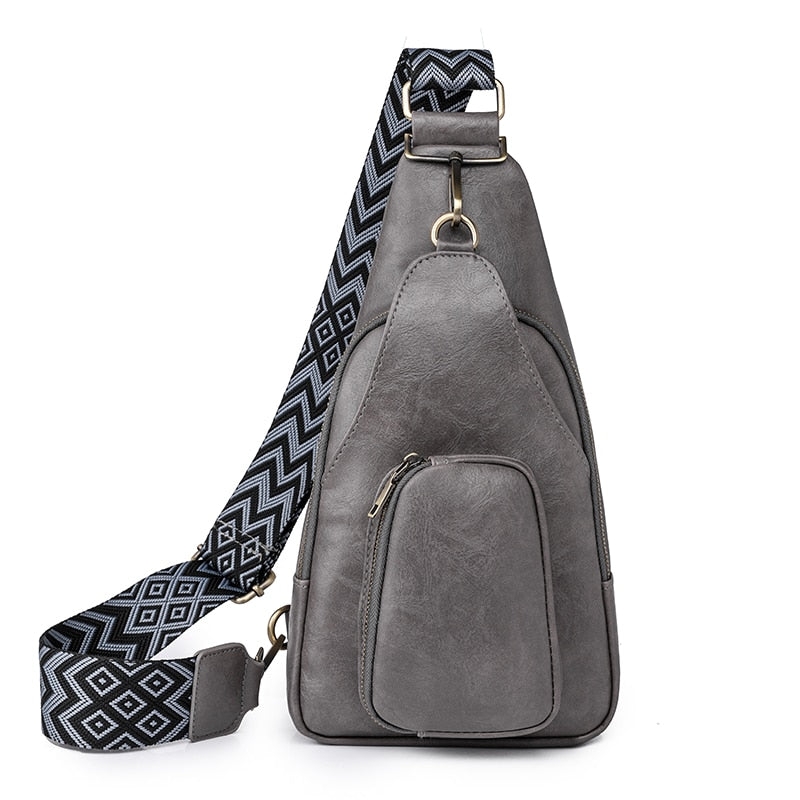 Sac Banane Élégant Cuir Gris Unisexe