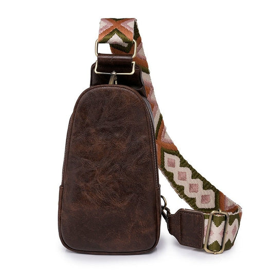 Sacoche Banane Urbaine Motif Ethnique Marron