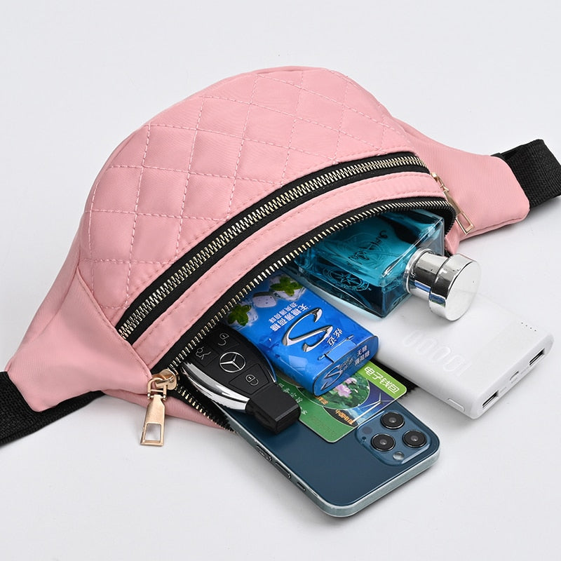 Sac Banane Rose Matelassé Élégant Léger