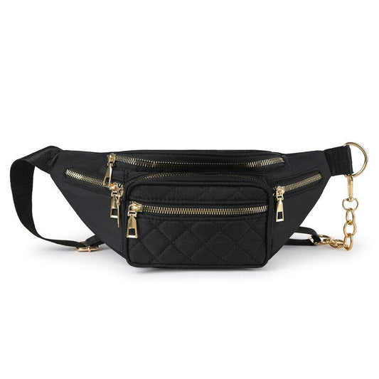 Sac Banane Élégant Noir Matelassé Urbain
