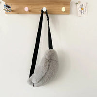 Sac Banane Doux Peluche Tendance Unisexe - modèle grey waist bag - Banane Avenue ™