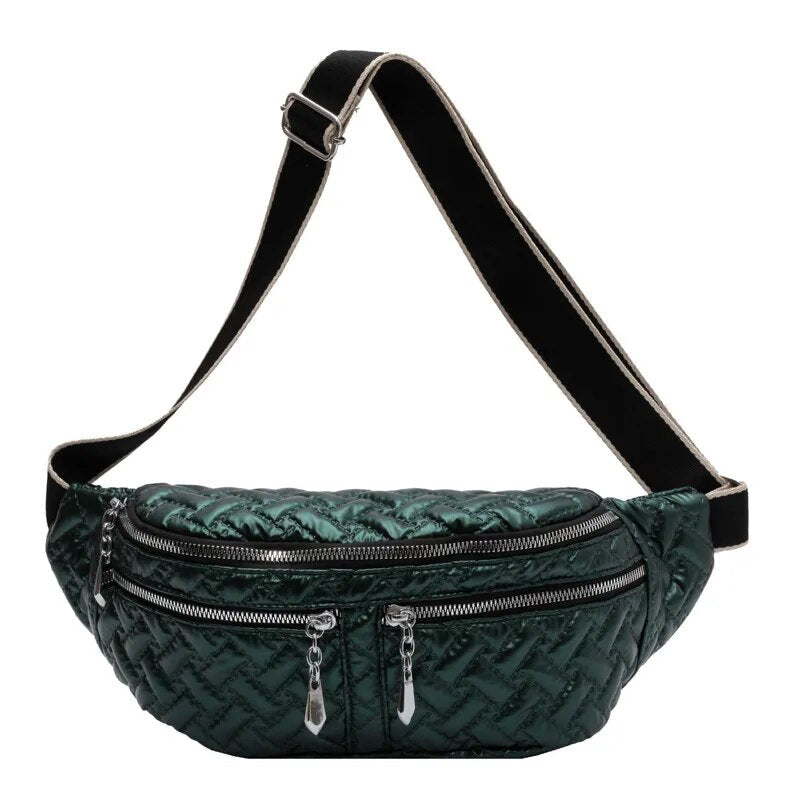 Sac Banane Matelassé Élégant Gris Urbain