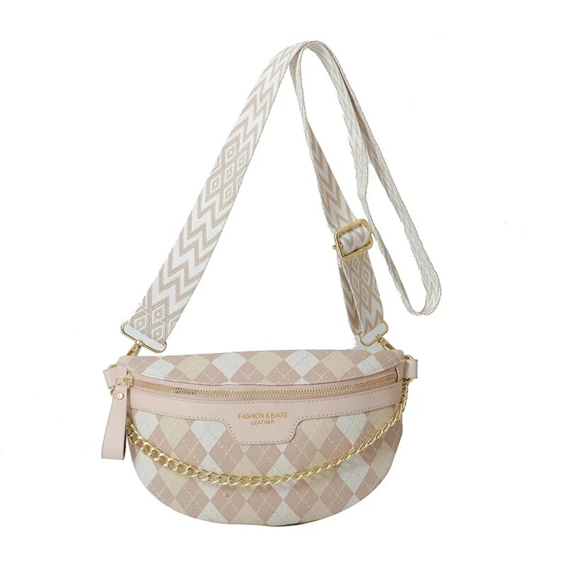 Sac Banane Chic Cuir Damier Élégant