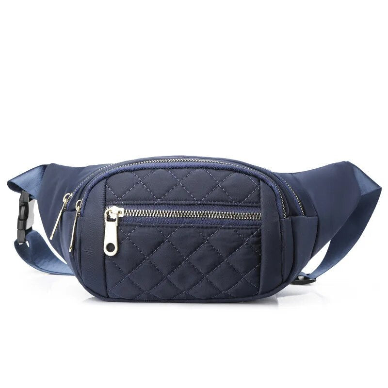 Sac Banane Bleu Élégant Matelassé Unisexe