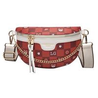 Sac Banane Élégant Damier Imprimé Félin - modèle Red - Banane Avenue ™