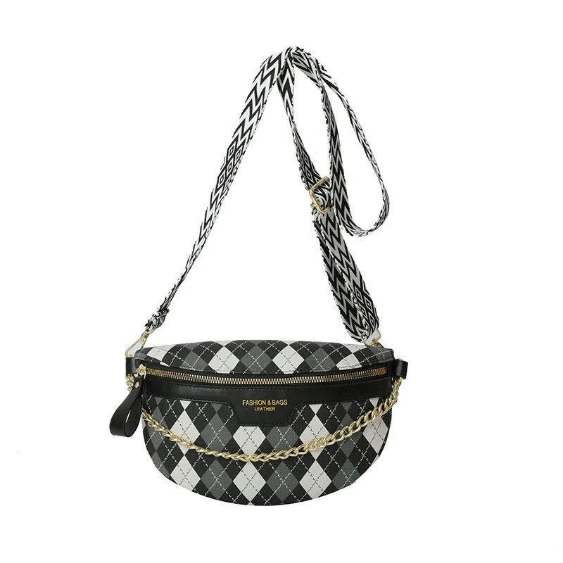 Sac Banane Chic Cuir Damier Élégant