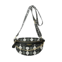Sac Banane Chic Cuir Damier Élégant - modèle Noir - Banane Avenue ™
