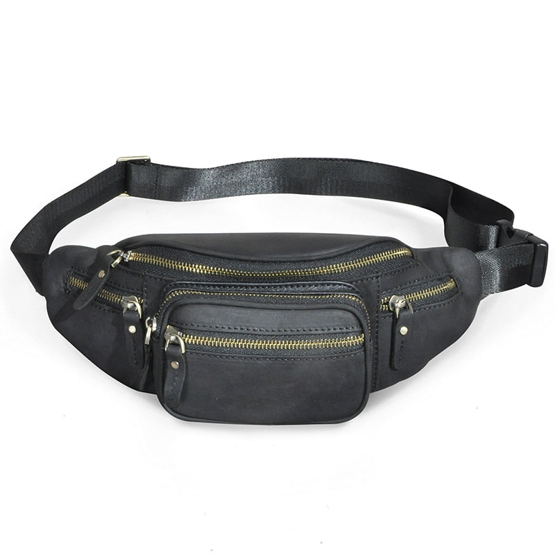 Ceinture Sacoche Banane Cuir Vintage Multipoche