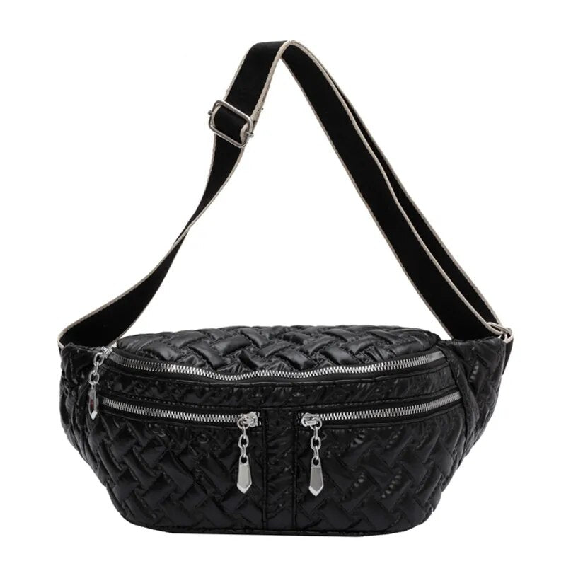 Sac Banane Matelassé Élégant Gris Urbain