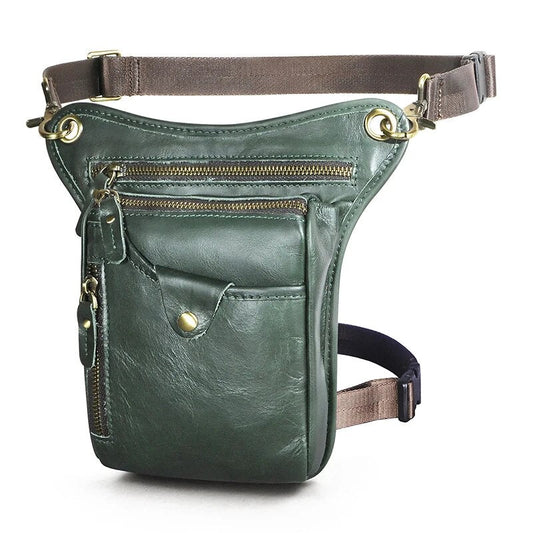 Sac Banane Cuir Vert Élégant Multipoche